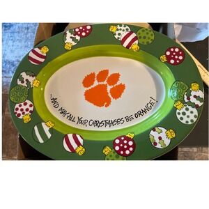 Magnolia Lane Clemson Tigers Christmas Platter Oval Ceramic Serving Dish 16in